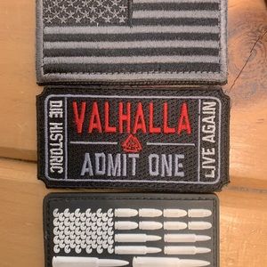 American flag and Valhalla patches
